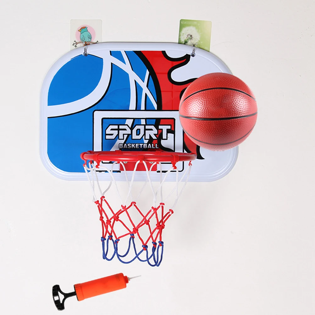 

Basketball Hoop Outdoor Wall-mounted Stand Kids Sports Toys Hanging Blue Basketballs