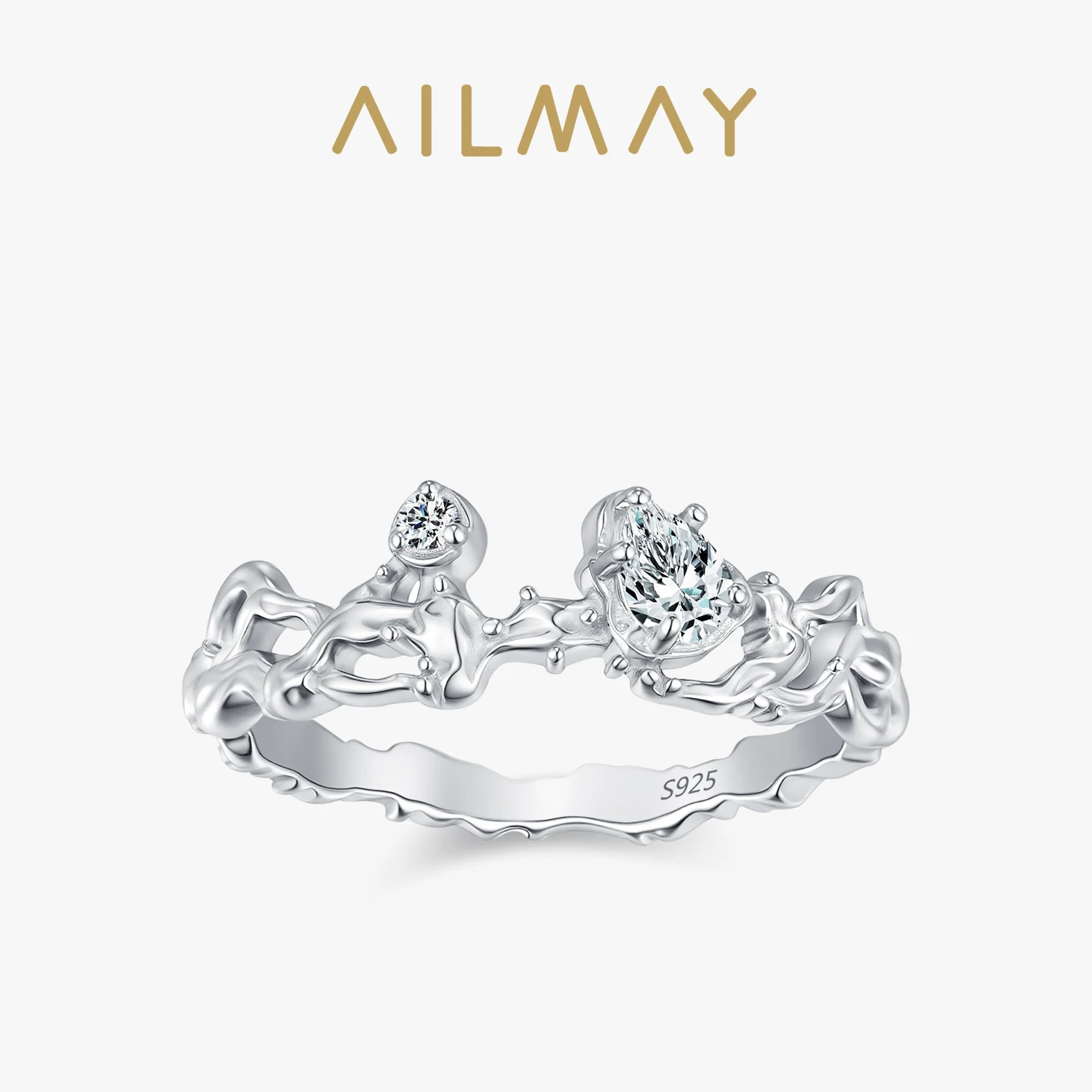 

Ailmay Elegant 925 Sterling Silver Roses Branch ​Rings For Women Dating Ring Retro Style Accessories Jewelry