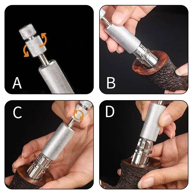Adjustable Pipe Reamer All in One Multifunctional Stainless Steel Tobacco Pipe Tools Cleaner with Drill Needle Pipe Accessories