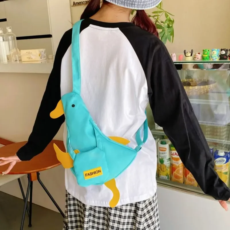 Creative Canvas Funny Duck Crossbody Bag Novetly Korean Style Duck Shoulder Bag Minority Design Cartoon Chest Bag Shool - view 4