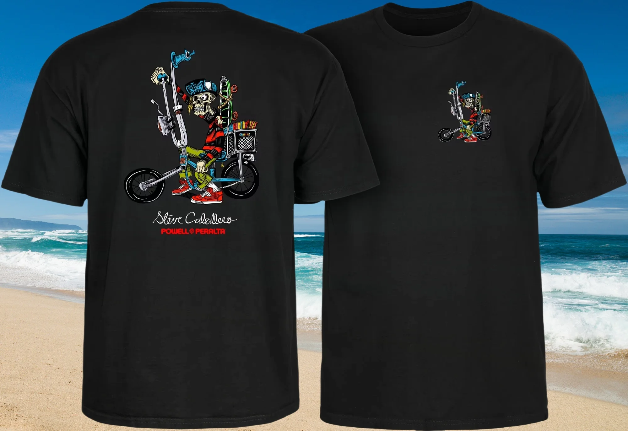 

2025 Summer Powell Peralta Steve Caballero Chopper Bike T-Shirt Cotton T Short Sleeve Fashion Printing Brand Streetwear Trend