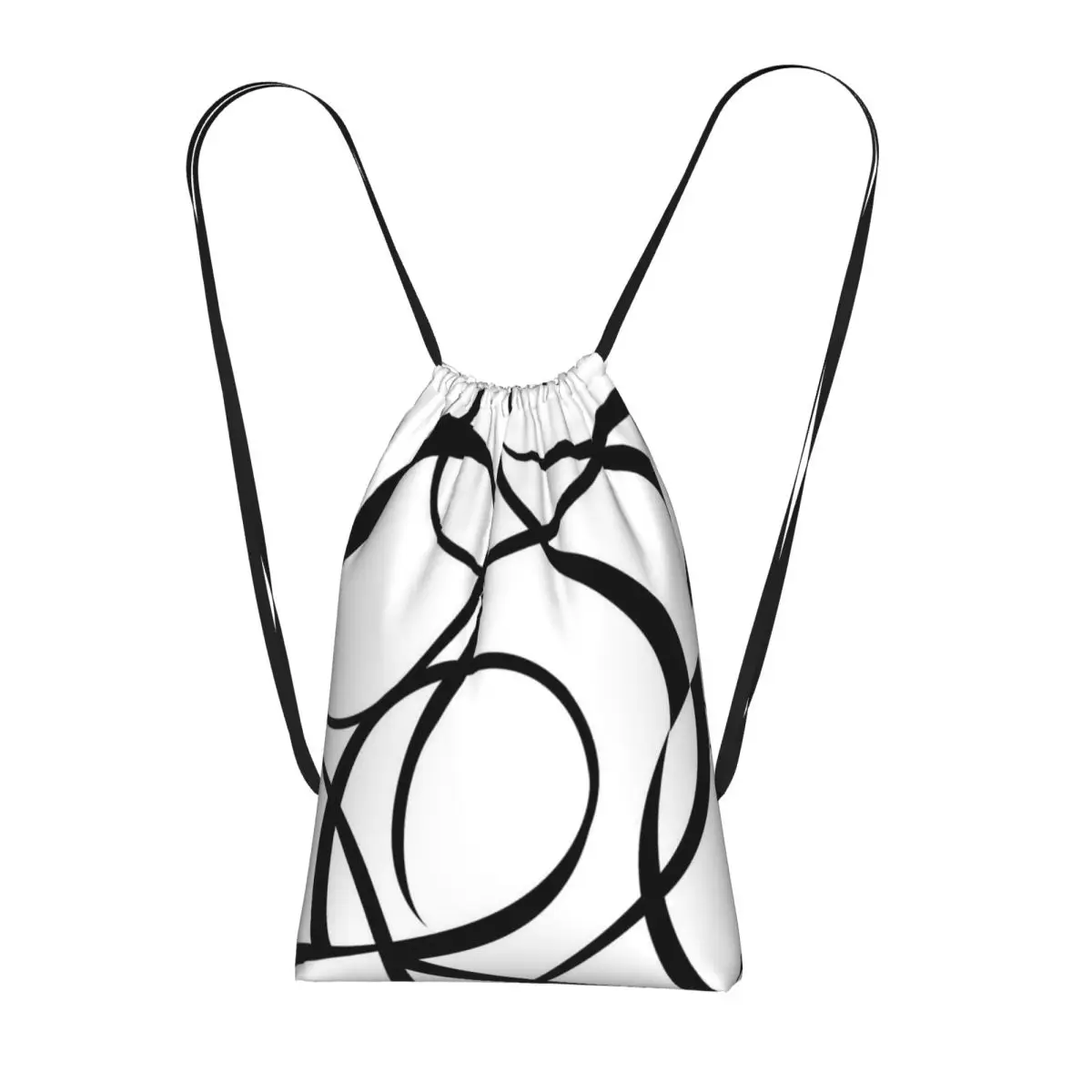 4 Pcs - 45cm 18In - Geometric Abstraction Line Drawstring Backpack Sports Gym Bag Lightweight Foldable Storage Drawstring Bag