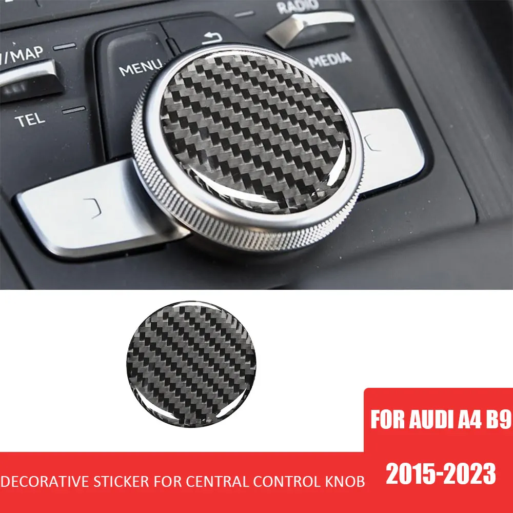

Car Central Control Multimedia Knob Decor Carbon Fiber Stickers for Audi A4 B9 2015-2023 Car Styling Auto Accessories