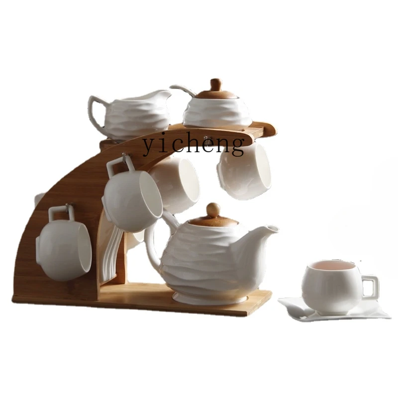 

Tqh Coffee Cup Gift Set High-End Wedding Coffee Set Ceramic Pure White Minimalistic Tea Set