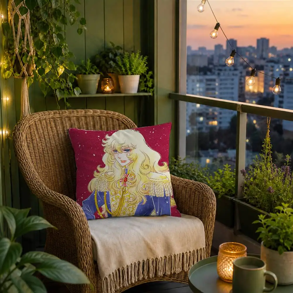 Rose of V-Versailles Lady Oscar Double-sided Printed Square Decorative Cushion Cover for Sofa Living Room Home Decor 6