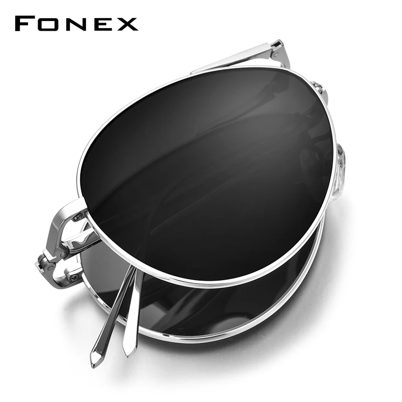 FONEX Reinem Titan Polarisierte Sonnenbrille Männer Folding Klassische Luftfahrt Sonnenbrille für Männer Aviador Hohe Qualität Männlichen Shades 838