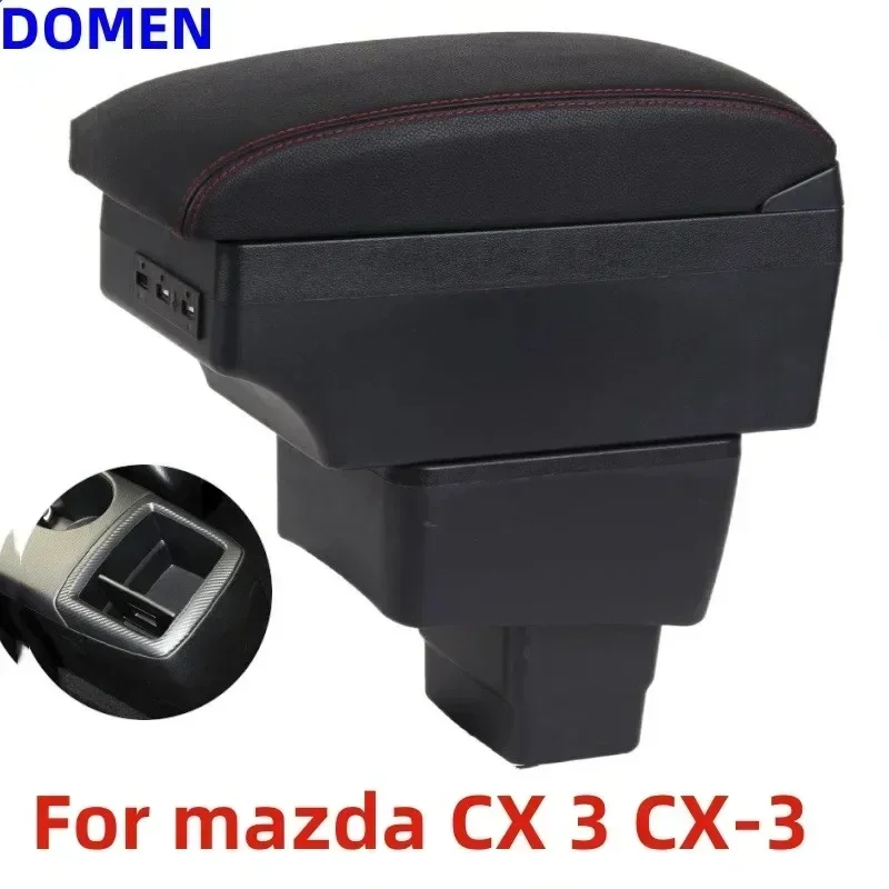 

NEW For MAZDA CX-3 Armrest For Mazda 2 Skyactiv Version cx3 Car Armrest Box Storage Box Retrofit Car Accessorie Interior USB