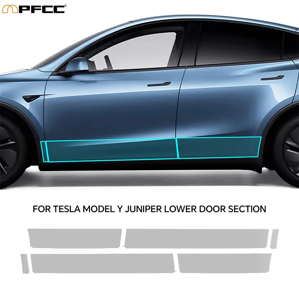 Film de protection de peinture TPU PPF pour Tesla modèle Y Juniper, ajustement personnalisé, anti-rayures, accessoires auto-guérison pour porte inférieure