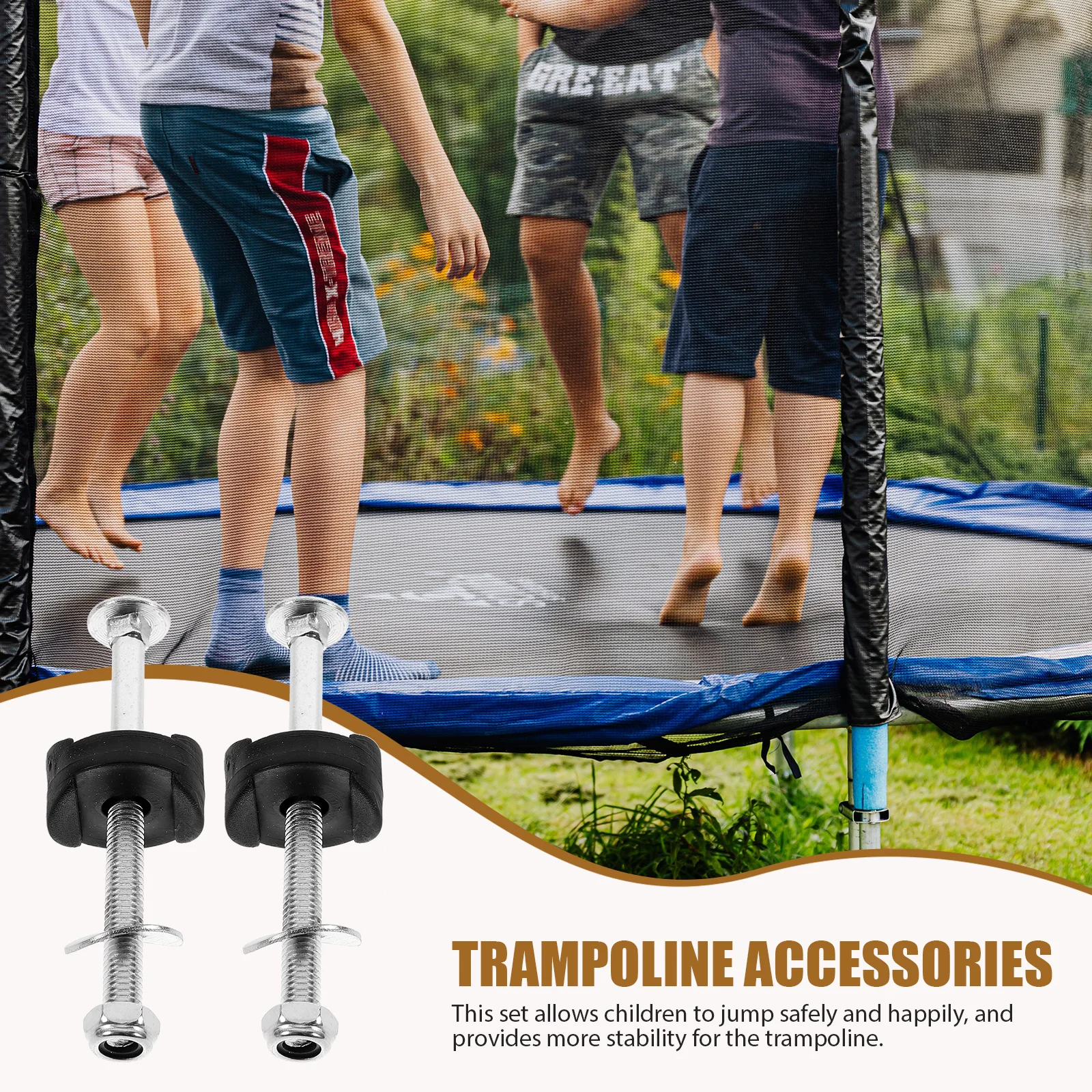 

12 piece Trampoline Fixing Screws Set Long Durable Anti falling Sturdy Iron Parts for Kids Outdoor Toys Safety Enclosure