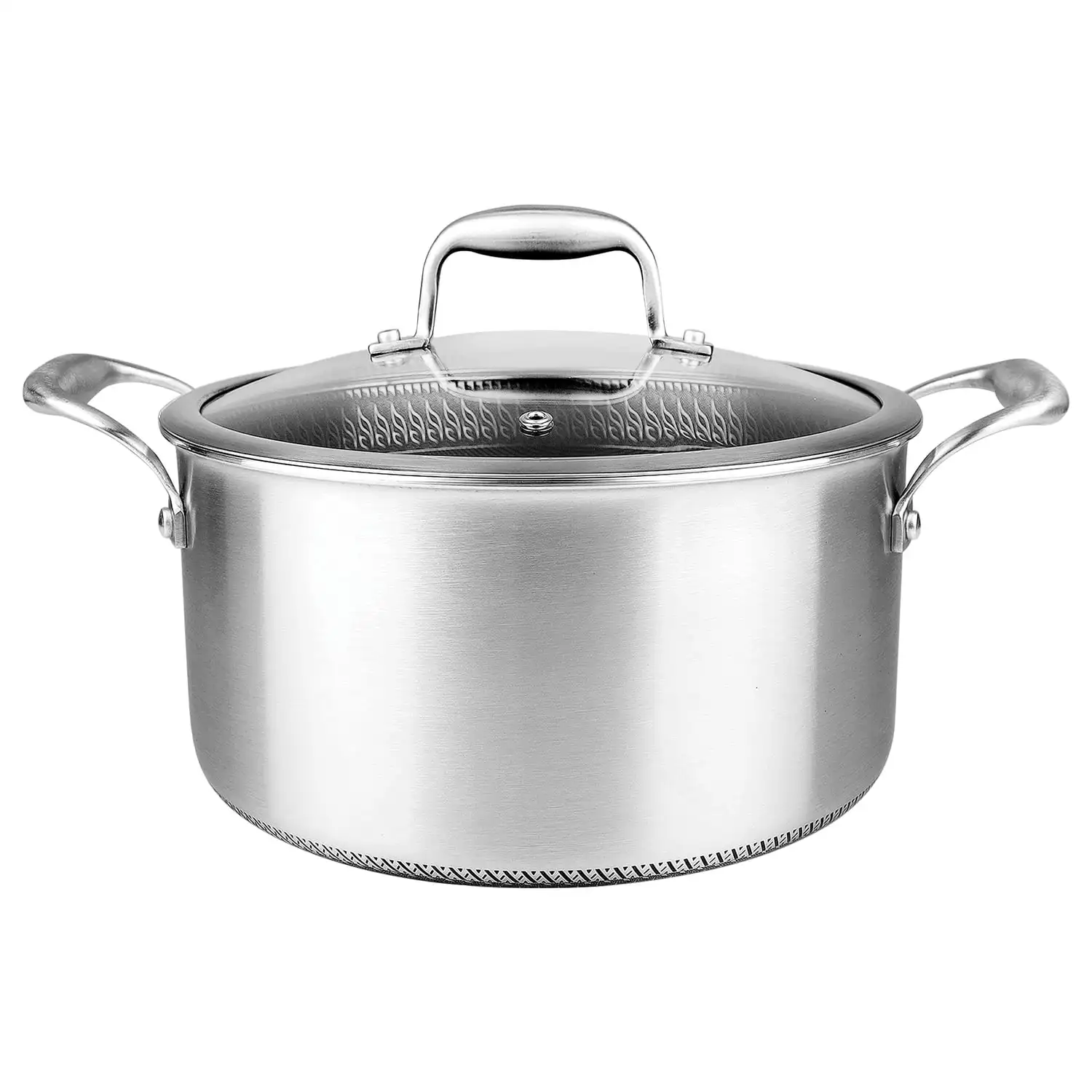 NC3PCAS 5-Quart Nonstick Tri-Ply Stainless Steel Stew Pot with Glass Lid