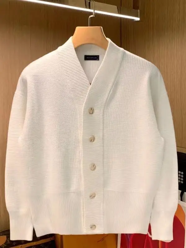 

Advanced Simple Youth Open Cardigan Jaet Retro Briti Sle Men's Casual Knitted Sweater V-ne Long Sve Polyester Fiber