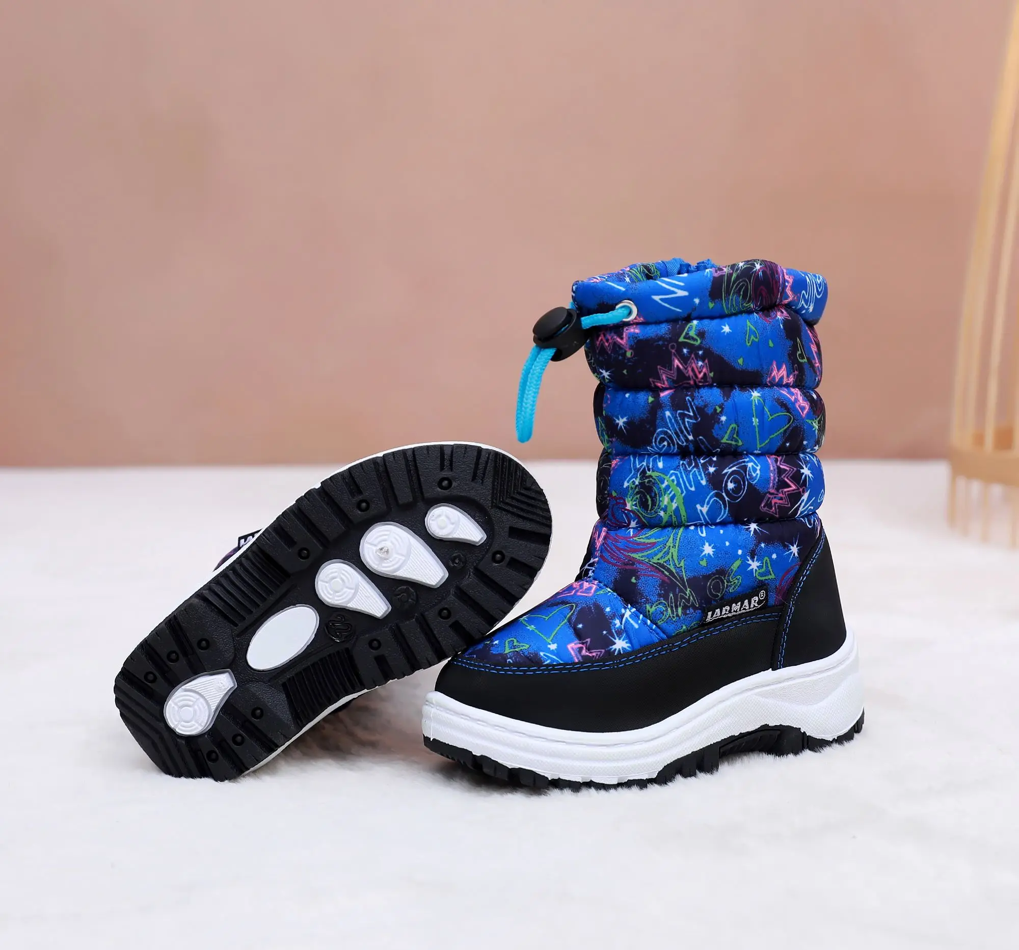 Winter Snow Boots For boys and gril High Barrel boots Winter Thickened And Fleece Plus Large Children Cotton Shoes