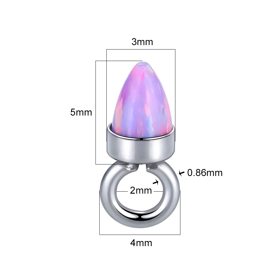 1PC Titanium Bullet Opal Hoop Pendant for Nose Septum Nipple Belly Piercings Daith Helix Earring Stud Accessories Jewelry