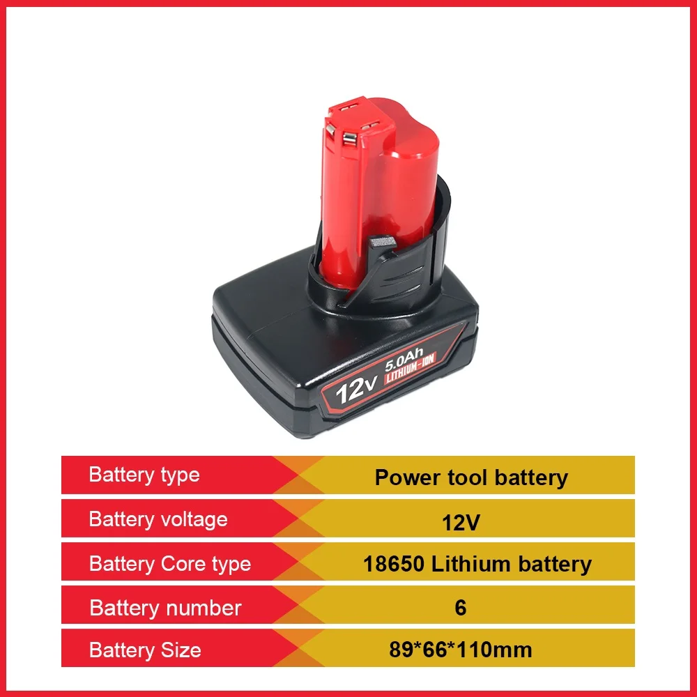 Pro Milwaukee 12V 5Ah 18650 12V M12 6Ah lithiová baterie 6Ah XC 5Ah 6Ah 48-11-2410 5Ah 48-11-2411 12V akumulátorové nářadí Baterie - náhled 6