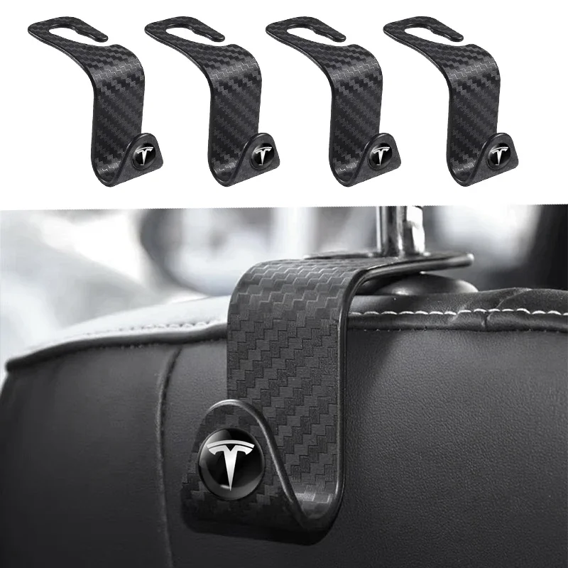 4pcs Car Seat Back Hook Interior Portable Holder Storage for Tesla Model S 3 X Y Smart Fortwo Forfour 453 451 450 Accessories