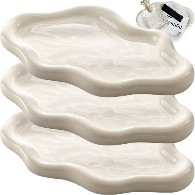Silver White Plastic Storage Tray Simple Cloud Jewelry Display Stands Holder Bracelets Photo Props Desktop Ornaments Cases