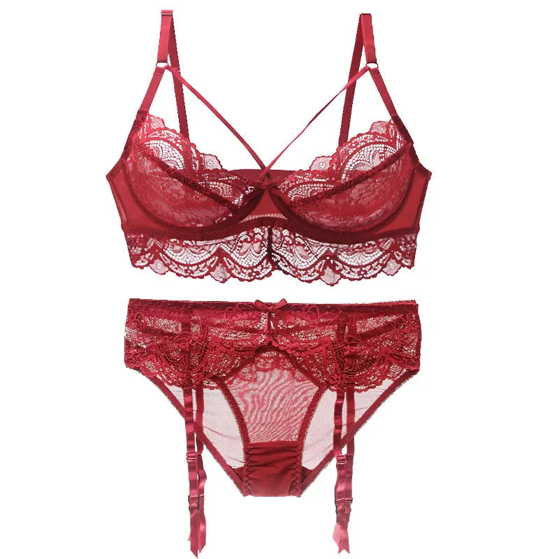 

2023 New Sexy Bras Set For Women Ultra-ThinThick 34/75 36/80 38/85 40/90 42/95 BCD Cup Ladies Lace Lingerie