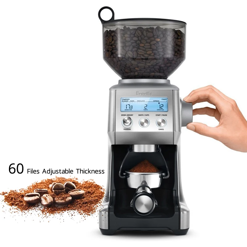 breville New Coffee Grinder Electric Coffee Beans Grinding Machine Timeable 60 Files Adjustable Thickness Espresso Coffee Mill