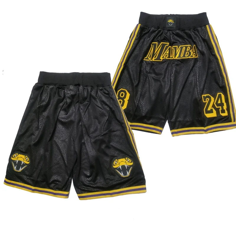 2024 Basketball shorts Mamba Four pockets Sewing embroidery Outdoor sports Beach pants cheap high quality Black  New style