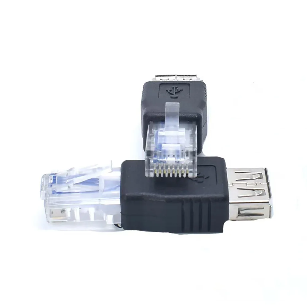 Black Portable USB A Female To Ethernet RJ45 Male To USB 2.0 A Female Adapter Connector Network Cable Ethernet Converter Plug