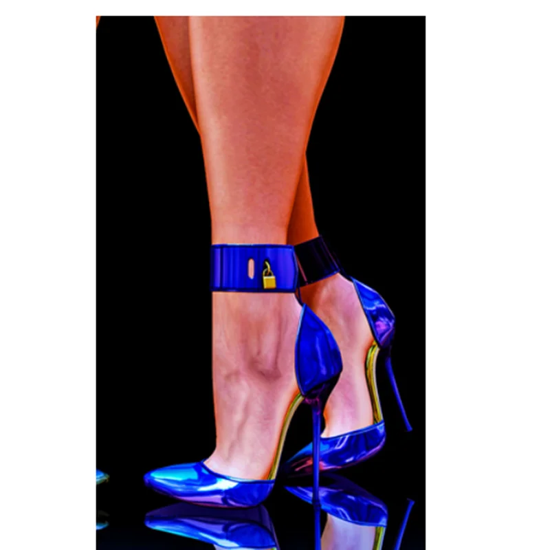 

Синие туфли-лодочки с блестящим замком и декором, с острым носком, на тонком высоком каблуке, пикантная модная крутая летняя повседневная женская обувь большого размера, Zapatillas Mujer