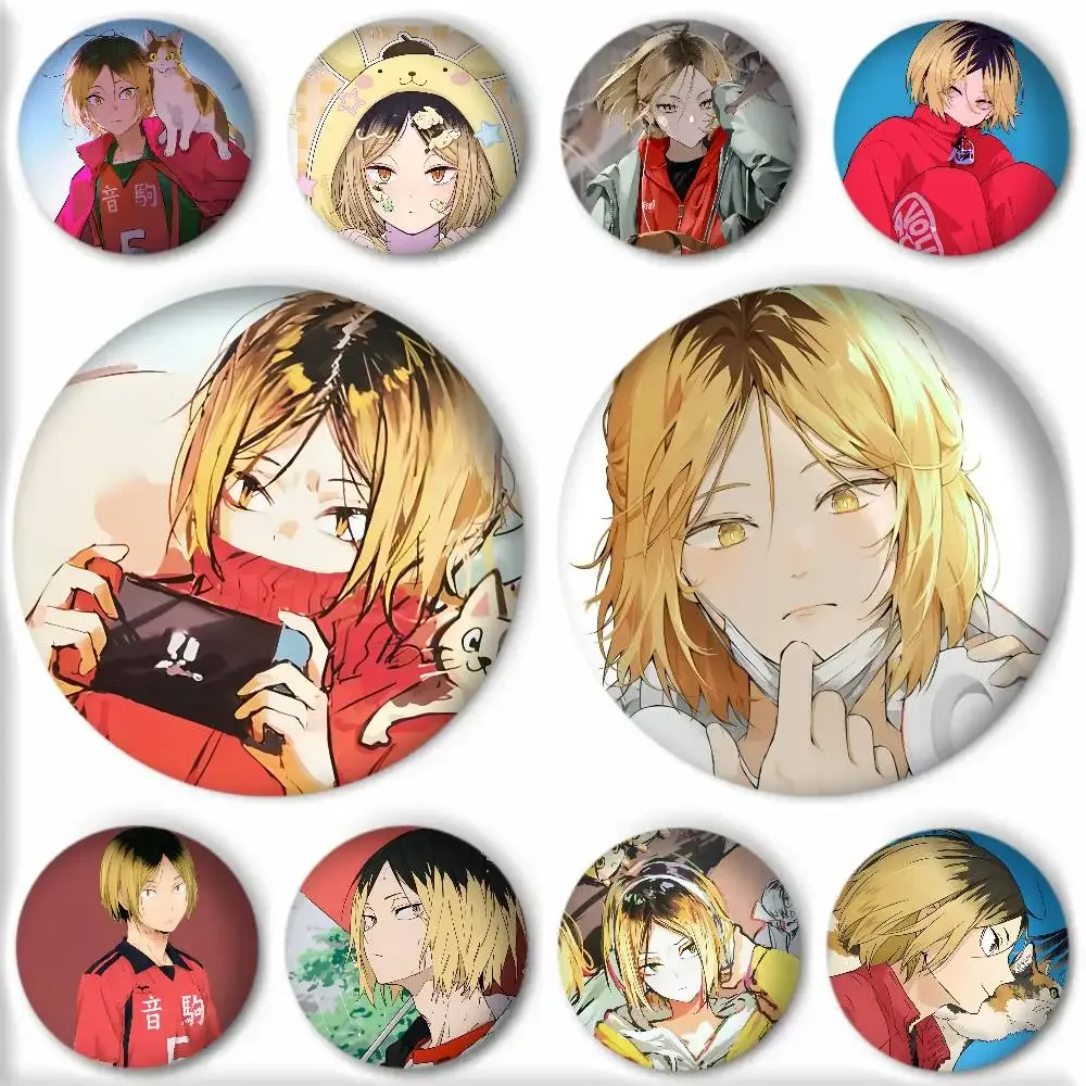 Anime H-Haikyu Kozume Kenma Manga Badges Round Cosplay Pin Bag Decor Fans Collect Friends Gifts Brooch Souvenir