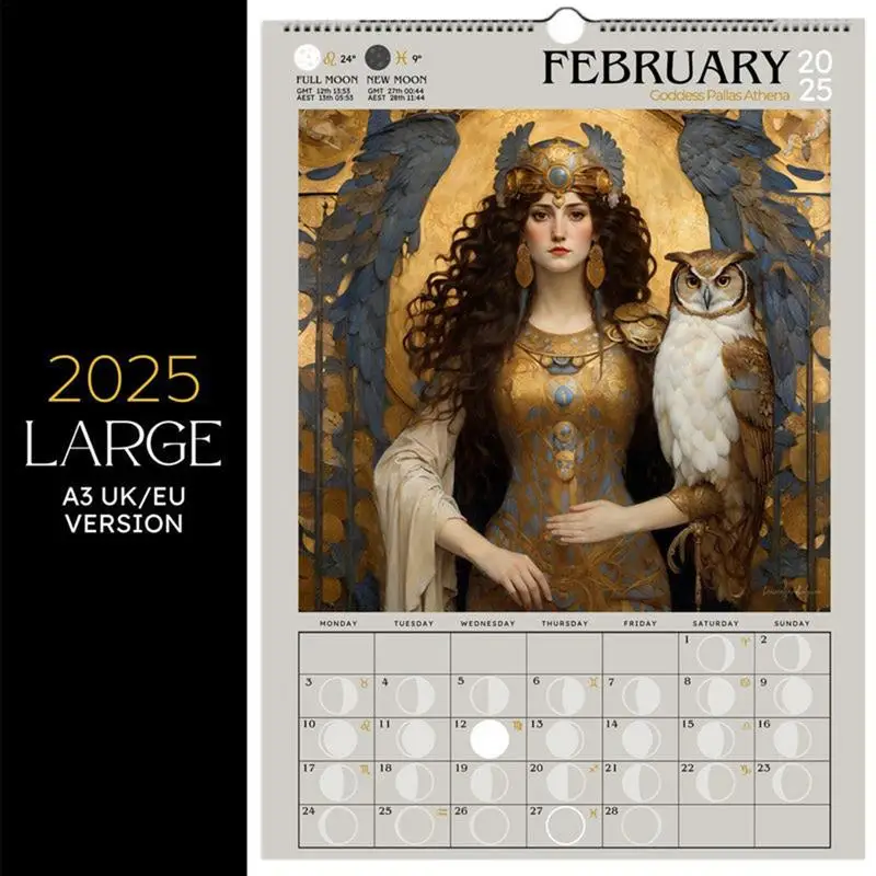 Imagem -02 - Deusa do Guerreiro 2025 Calendário de Fase da Lua 2025 Deusa do Guerreiro Calendário Lunar Ornamentos para Casa Calendário de Parede Decoração do Quarto