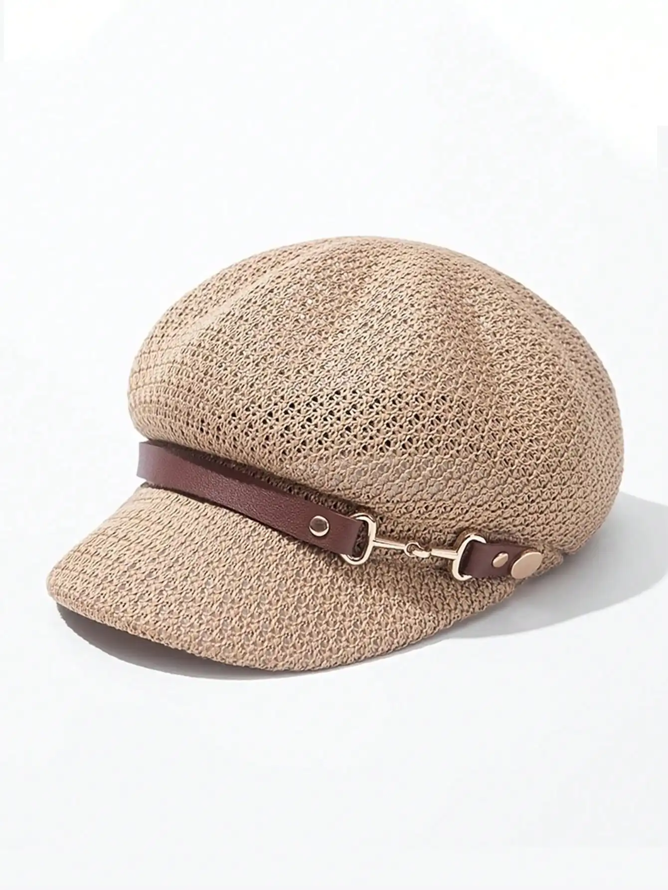Hollow Breathable Octagonal Beret Cap for Women, Spring Summer Sun‑Shading Visor Hat, Versatile Casual Daily Wear view 5