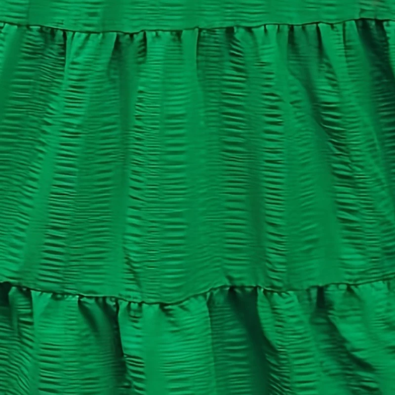 Plus Size Solid Ruched Tiered Dress, Elegant Ruffle Short Sleeve Crew Neck Swing Dress For Spring & Summer, Women's Plus Size Cl