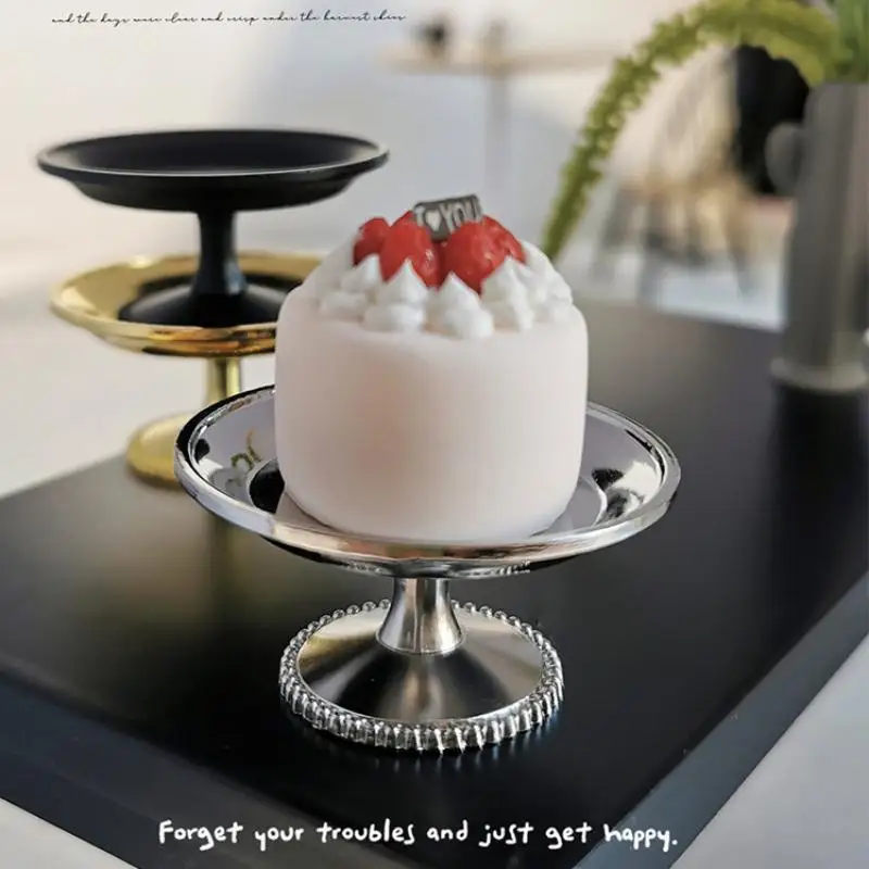 1Pcs Miniatur Metall Obst Snack Tablett Puppenhaus Kuchen Und Gebäck Tablett/Dim Sum Schüssel Modell Pretend Spielen lebensmittel Zubehör Spielzeug