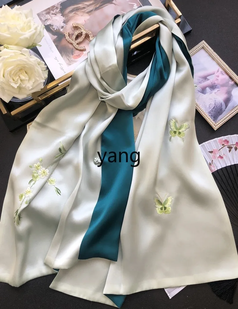 LMM double-head embroidery Suzhou embroidery silk scarf female mulberry silk hand-embroidered long