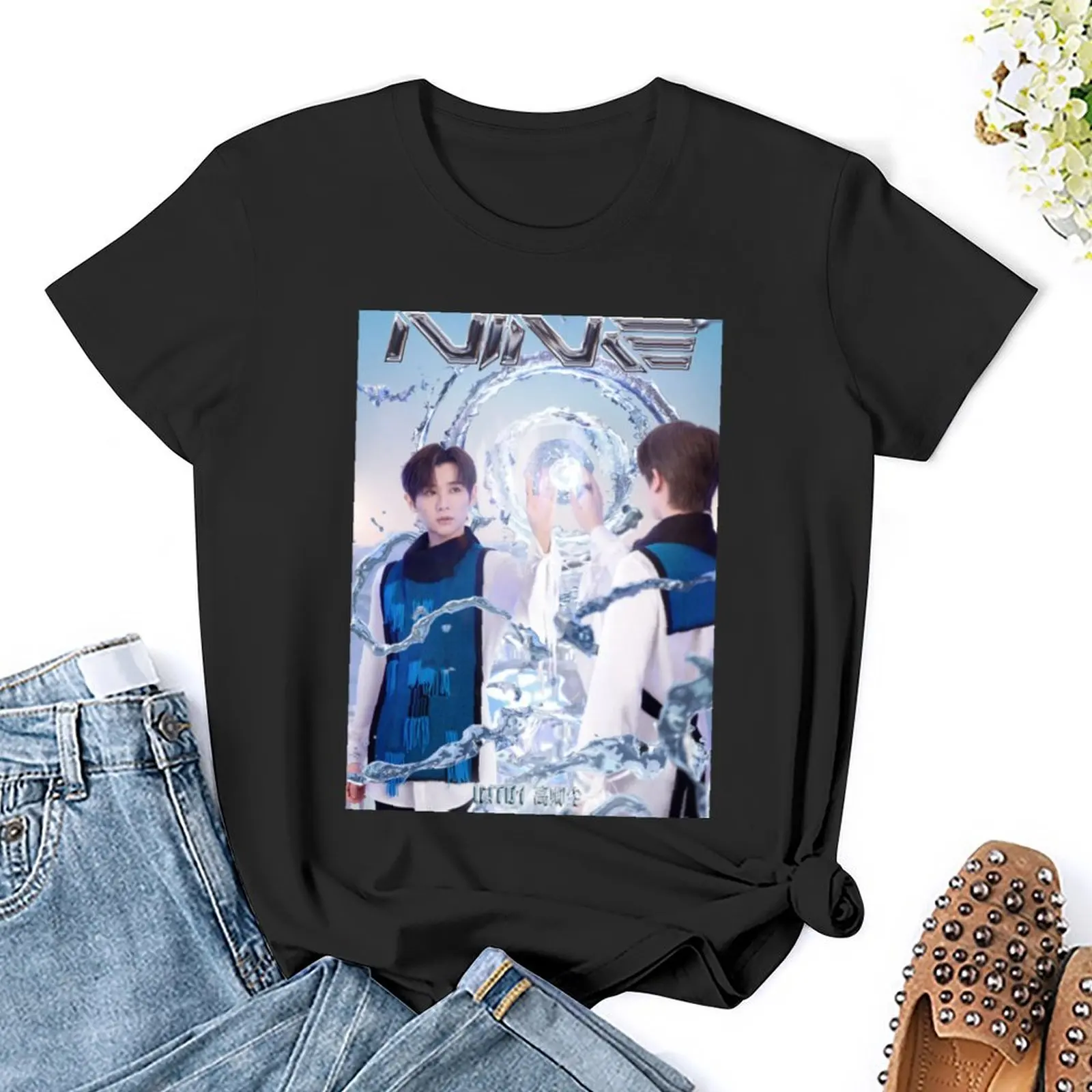 INTO1 Nine T-Shirt summer tops funny cute clothes aesthetic clothes t-shirts for Women loose fit