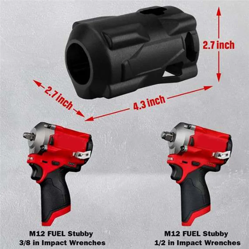 The Tool Boot 49-16-2554 Only Fits for Milwaukee M12 FUEL Stubby 1/2 in and 3/8 in Impact Wrench 2555-20 2555P-20 BlackB84B