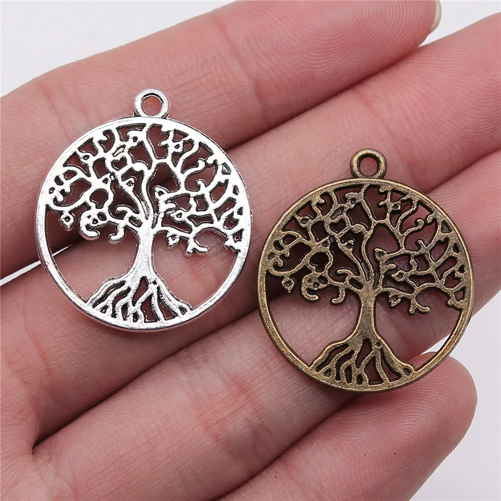 WYSIWYG 10pcs 25x25mm Charm Tree Of Life 3 Colors Round Tree Charms Tree Of Life Pendant Charms For Jewelry Making