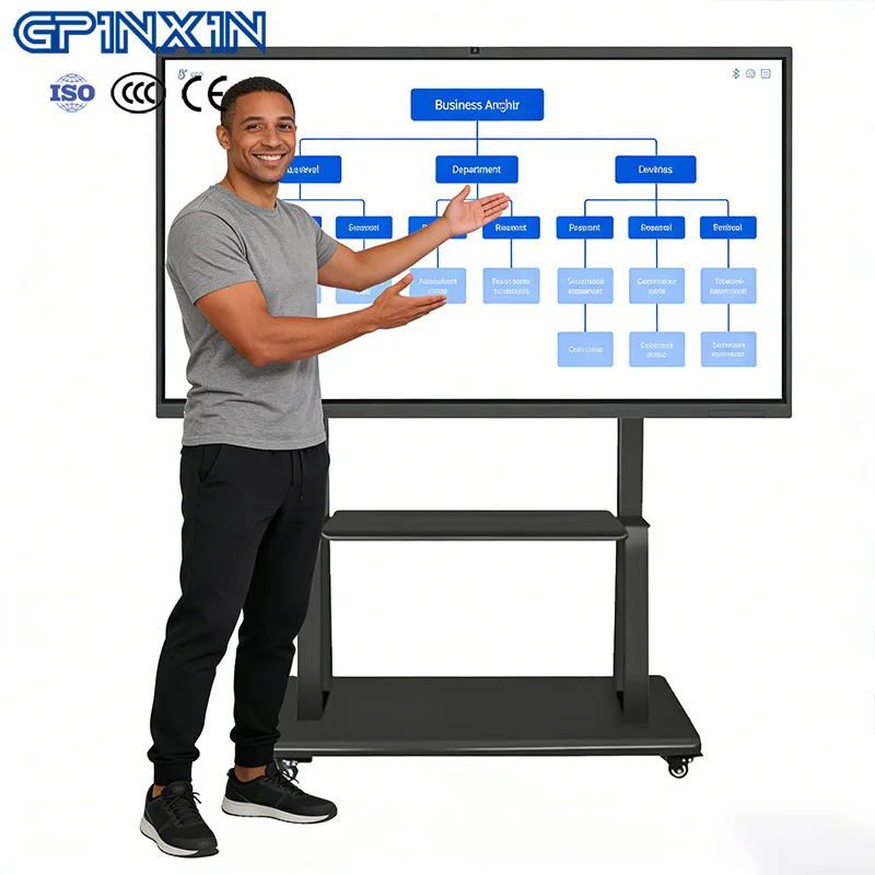 55 65 Inch Interactive Whiteboard AI-48MP  Microphone, 4K Anti-Glare Flat Panel Display for Smart Meetings & Conferences