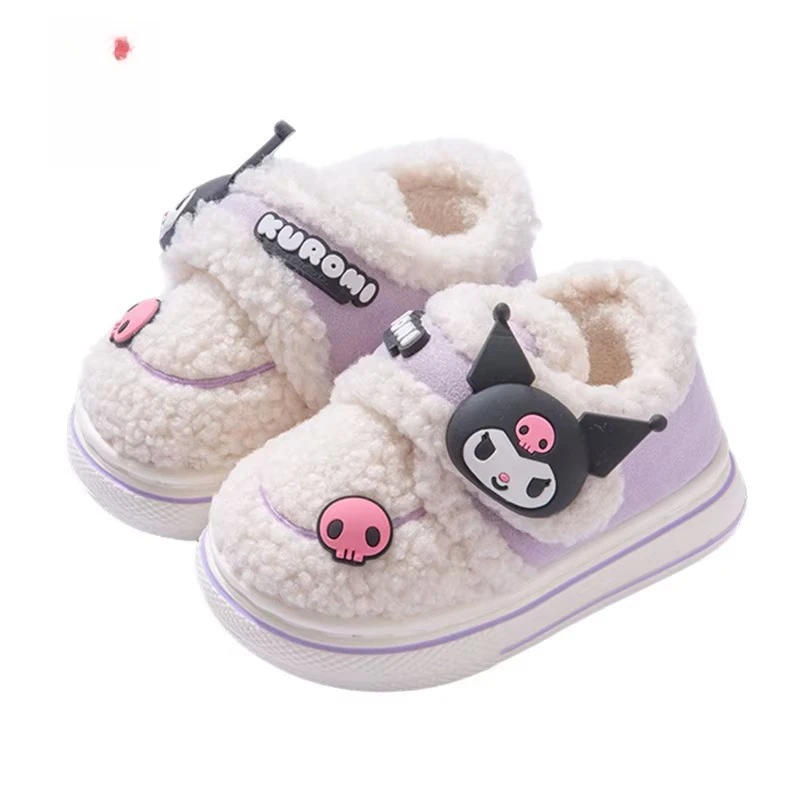 Kulomie Children's Cotton Slippers Autumn and Winter Girls Princess Sanrio Warm and Pile Parent-Child Cotton Shoes