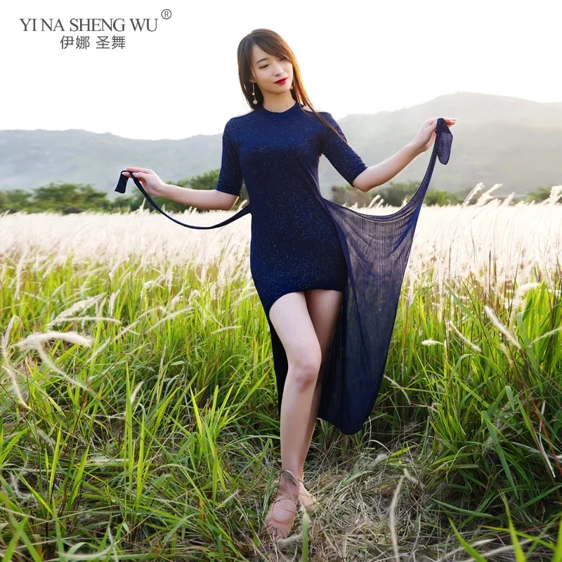 

Платье для практики танца живота, одежда для восточных индийских танцев для взрослых, сексуальный костюм для выступлений, платье с блестками, одежда для соревнований, наряд