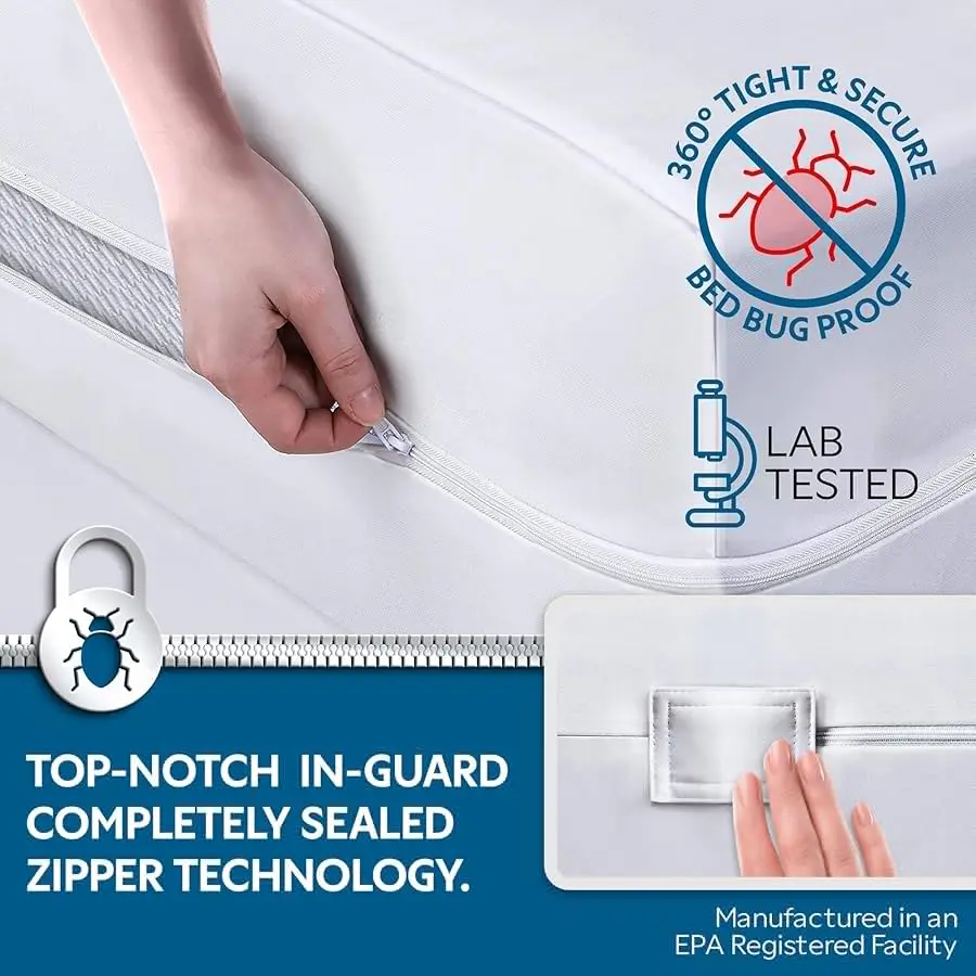 

Jersey Knitted Queen Zippered Mattress Encasement - Waterproof & Bed Bug Proof Mattress Protector - Comfortable, Soft, and Noise
