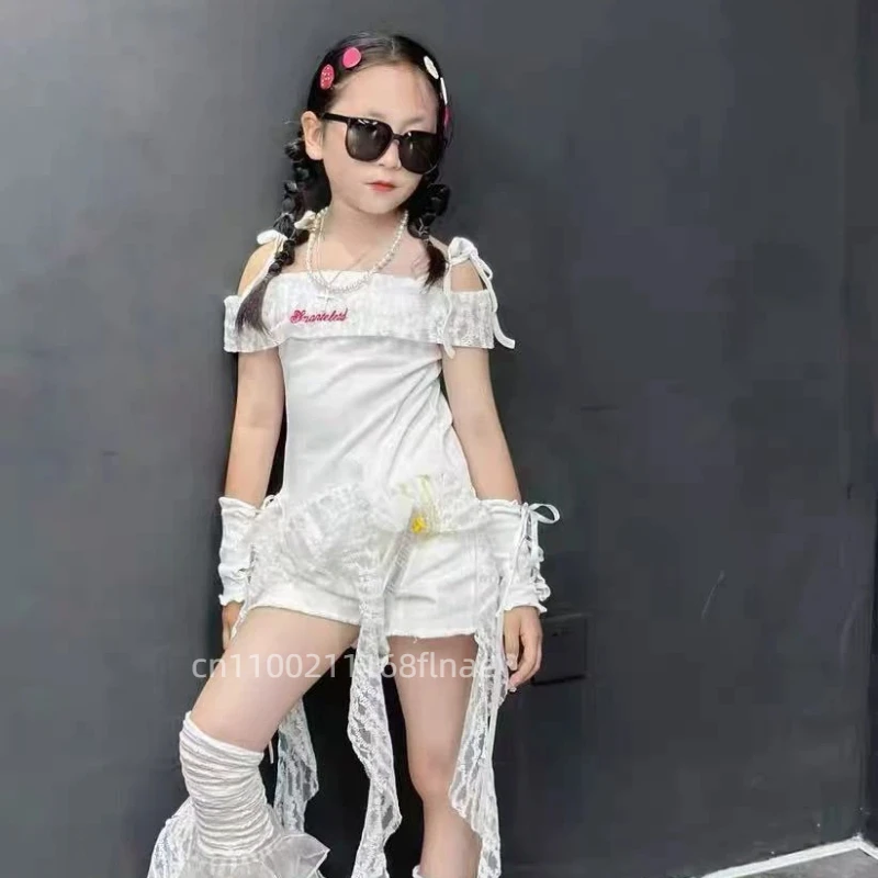 Traje de baile de Jazz para niña, versión coreana, chaleco fresco a la moda, conjunto de traje de pasarela para actuación de baile callejero para niños