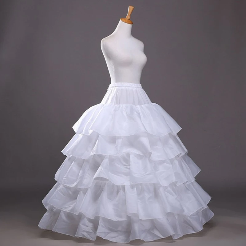 Jupon Long à 4 Cerceaux pour Robe de Bal, Sous-Jupe, Crinoline, Accessoires de Mariage, Bon Marché