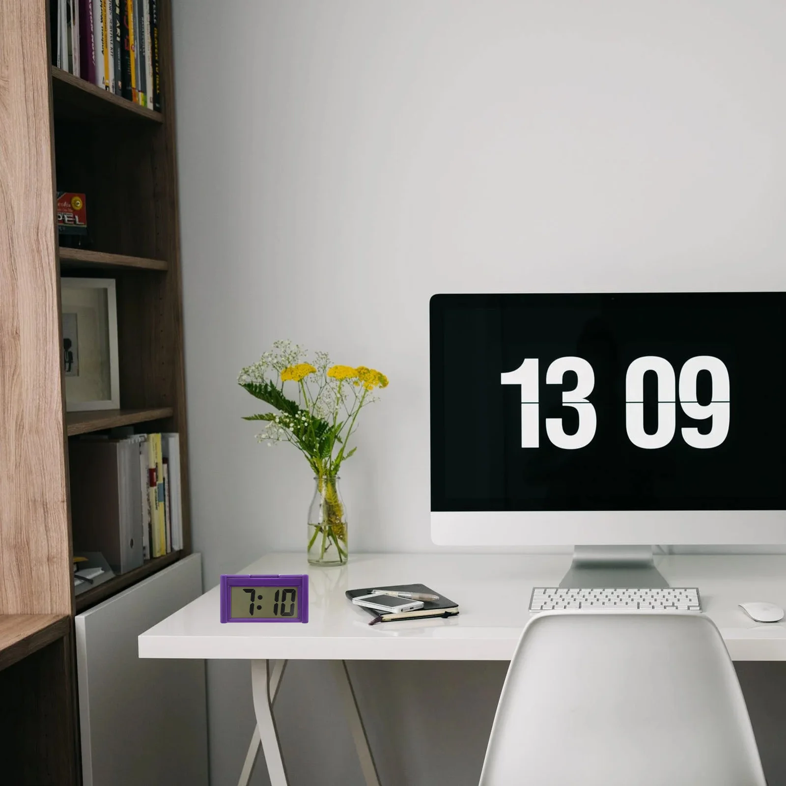 

2pcs Car Electronic Digital Clock For Vehicle Mini Auto Clock Stick On Dashboard Large Display Screen Easy To Read Time Decor