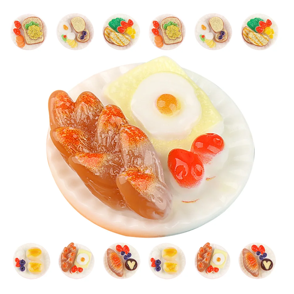 24 Pcs Simulated Food Toys Mini House Dessert Model Decorative Fake Prop Pretend Play Decorations Snack Accessories Miniature