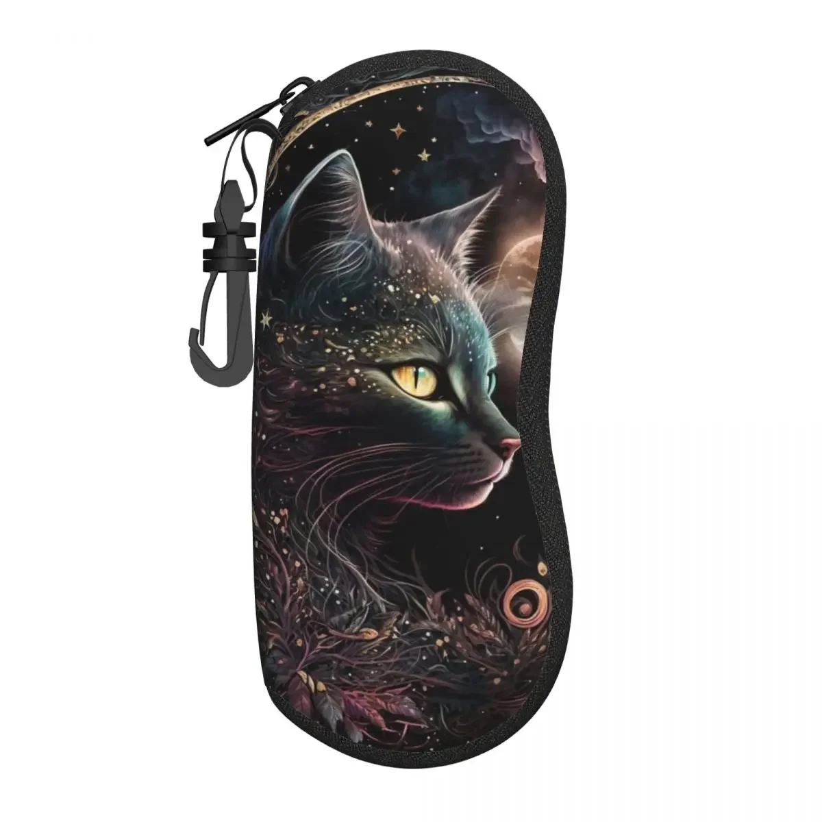 

Mystical Cat Glasses Case Men Women moon and flowers Sunglasses Pouch Cute Original Eyewear Accessory Outdoor Eyeglass Protector