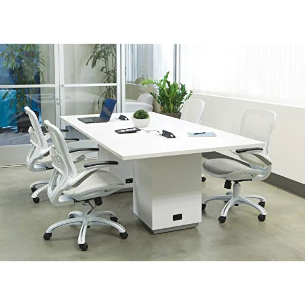 

Ventilated Manager's Office Desk Chair with Breathable Mesh Seat and Back, White Base, White