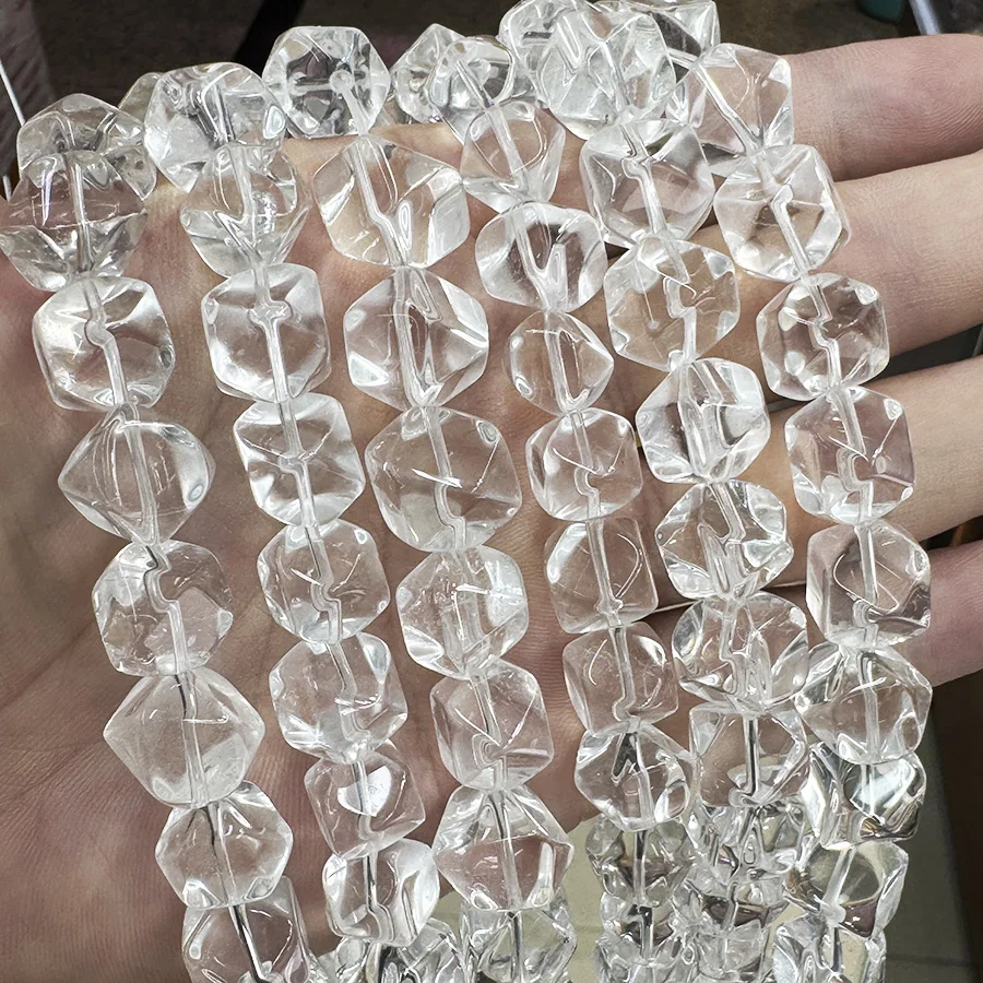 

High Quality Natural White Crystal Sugar Bean Shaped Lrregular Loose For Jewelry Making DIY Necklace Bracelet 12''10-12mm