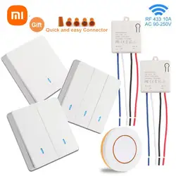 Xiaomi Universal Wireless Smart Switch Light RF 433Mhz Wall Panel Switch Remote Control Relay Receiver 220V Led Light Lamp Fan