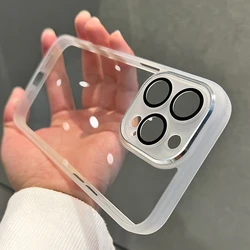 Anti-skid Border Case Cover for iPhone 17 16 15 14 Pro Max Closed Camera Lens Protector Phone Shell Matte Non-Slip Bumper Fundas