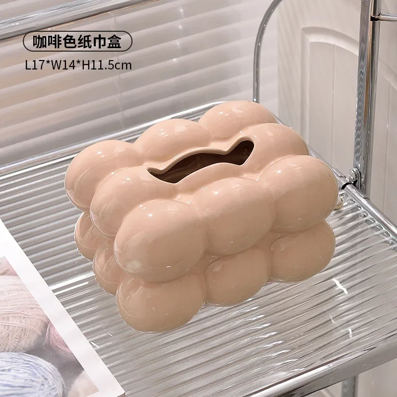 귀여운 솜사탕 추출 종이 상자 세라믹 티슈 장식 거실 테이블 수납 홈 아트