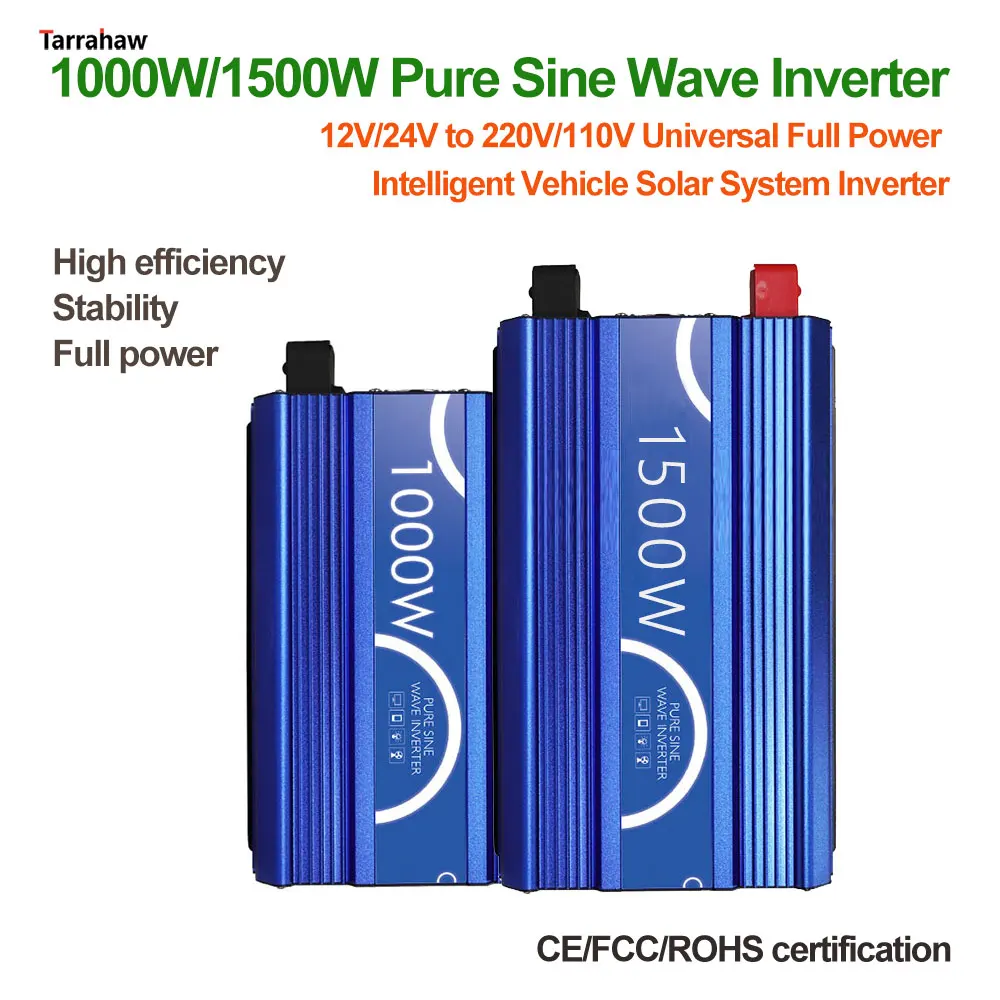 

1000W/1500W Pure Sine Wave Inverter 12V/24V to 220V/110V Universal Full Power Intelligent Vehicle Solar System Inverter