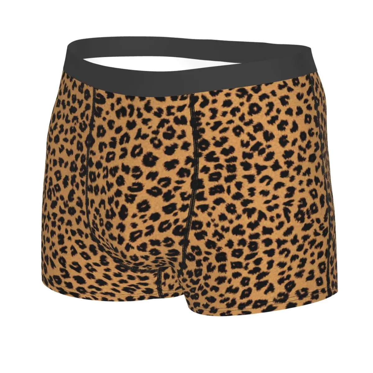 Custom Leopard Cheetah Fur Hide Print Pattern Underwear Men Stretch Boxer Briefs